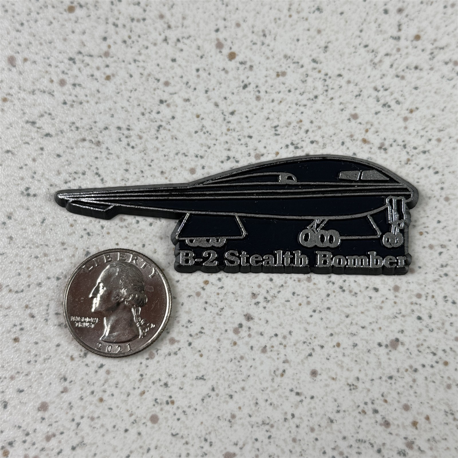 Vtg B-2 Spirit Stealth Bomber Black Silver Rubber Fridge Magnet #53645