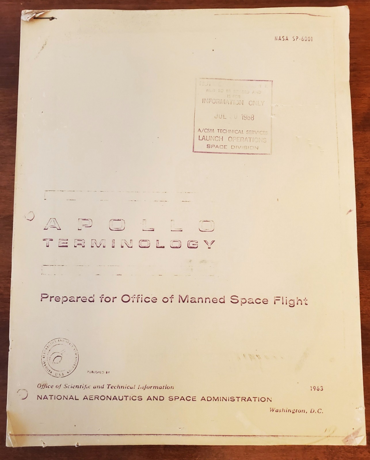 NASA Apollo Manned Space Flight Terminology Manual 1963-1966 Rare!