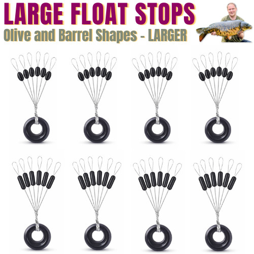 Fishing Stop Float Waggler Stoppers - Large Size Barrel Olive Stops - UK POST