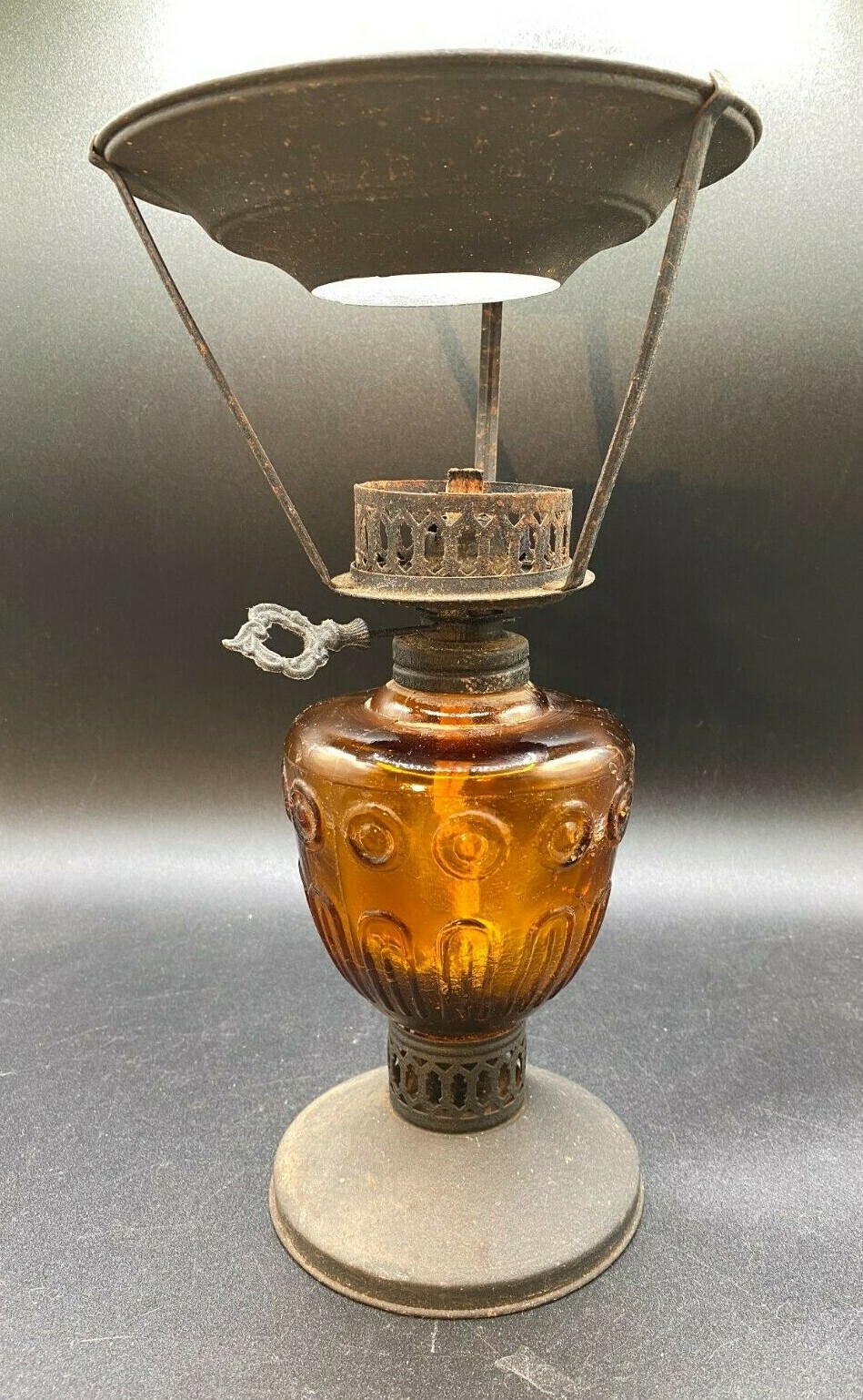 Oil Lamp Glass & Steel Reproduction of Victorian Parlour Light Vintage