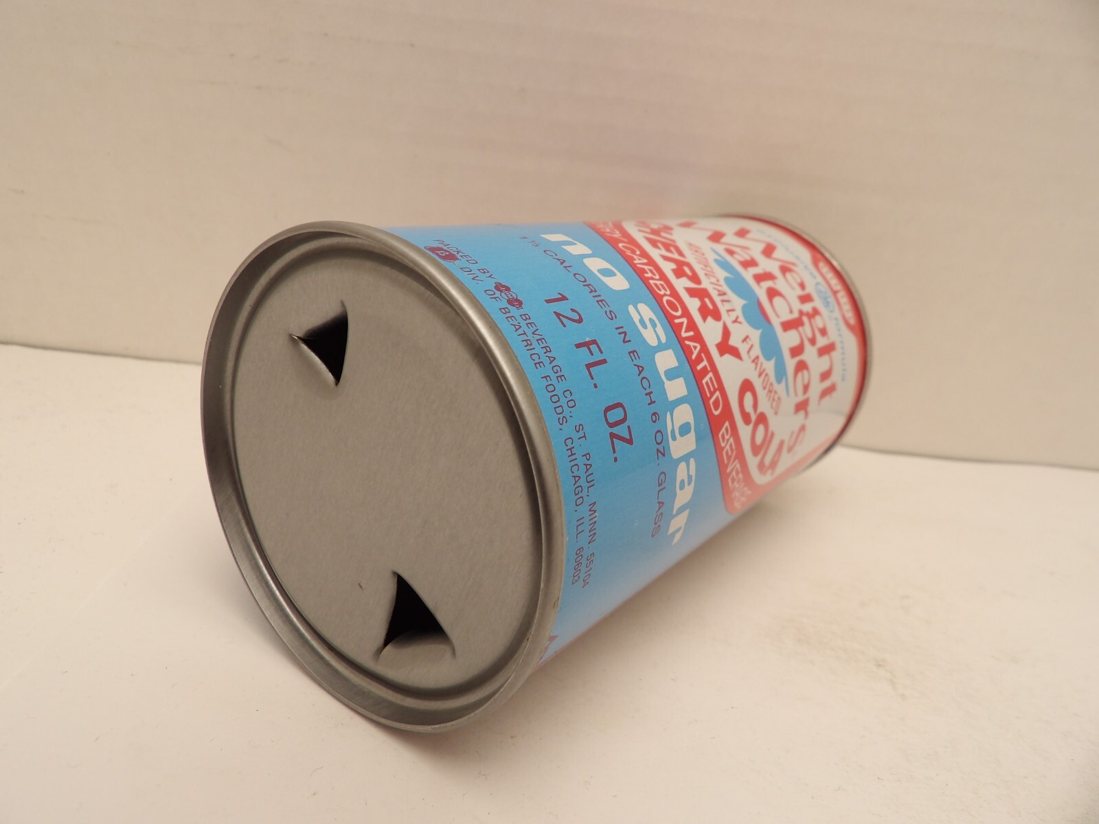 WEIGHT WATCHERS CHERRY COLA STRAIGHT STEEL PULL TAB SODA POP CAN