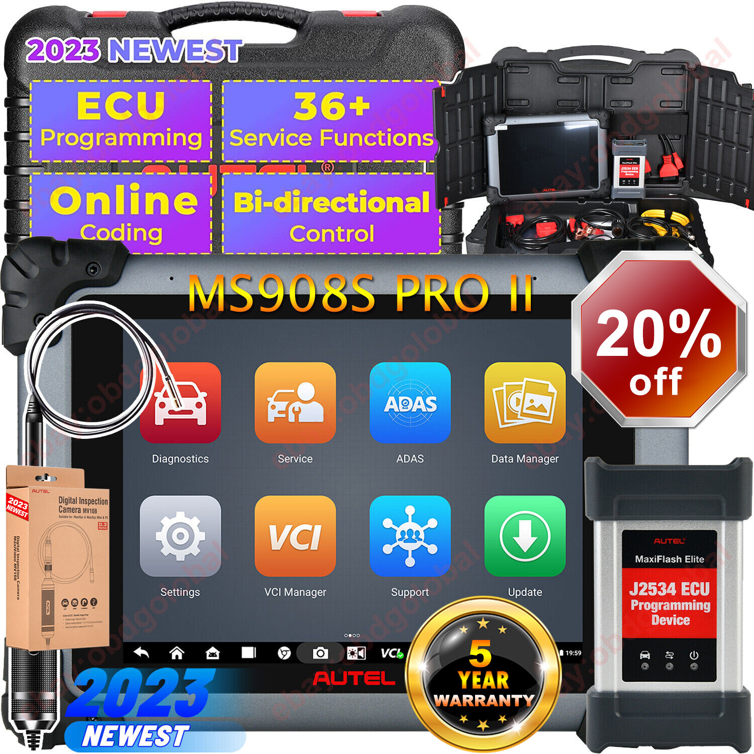 Autel MaxiSys MS908S PRO II 2023 J2534 Programming Diagnostic Tool OBD2 Scanner