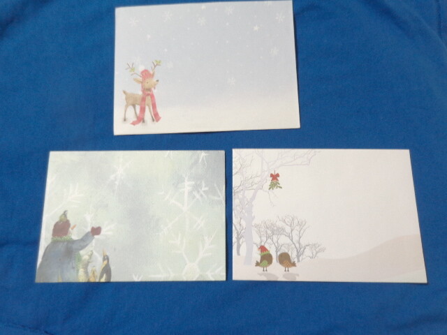Christmas Winter colored greeting card envelopes Snowman Birds Reindeer
