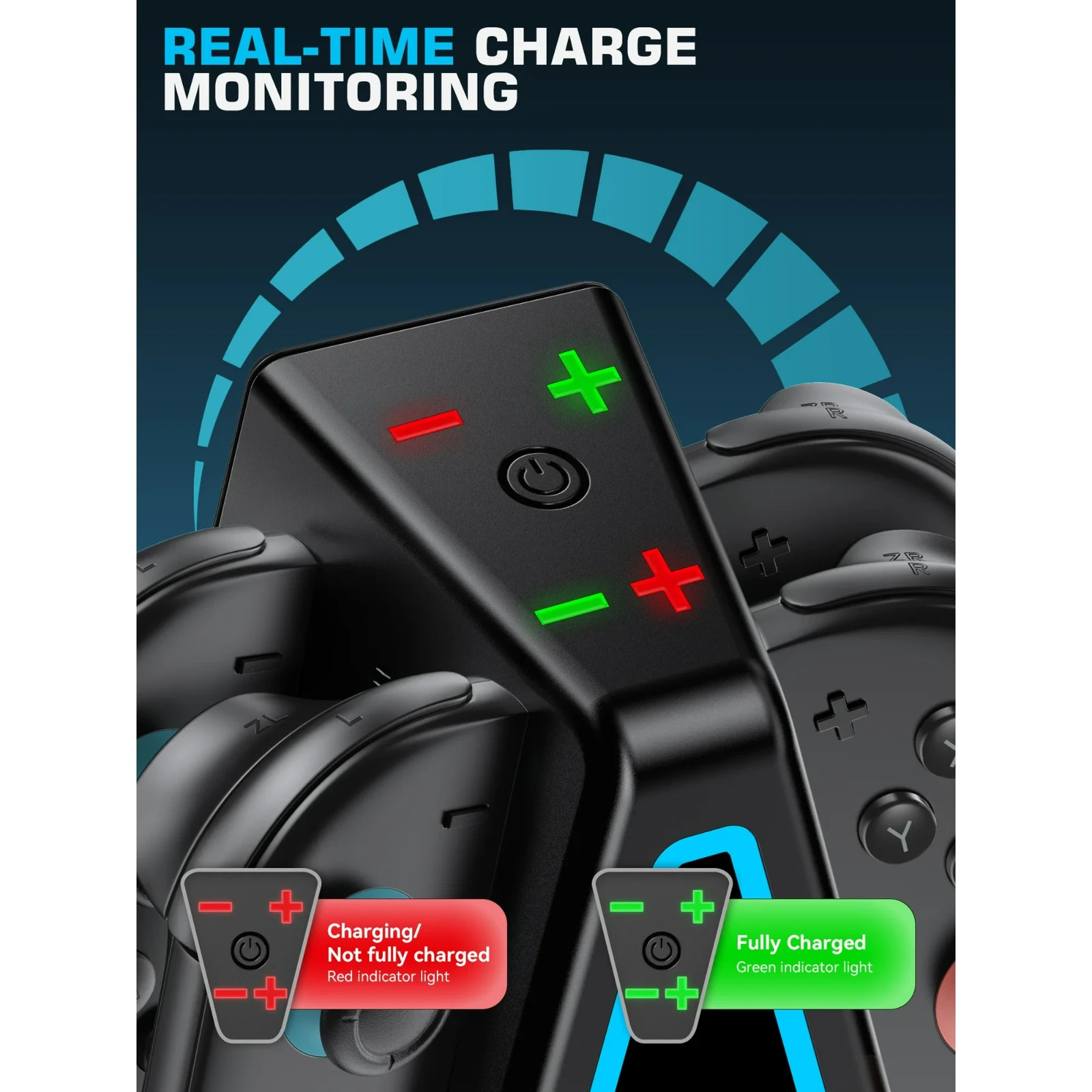 4 Joy-Con Controller RGB Magnetic Fast Charging Dock for Nintendo Switch 2