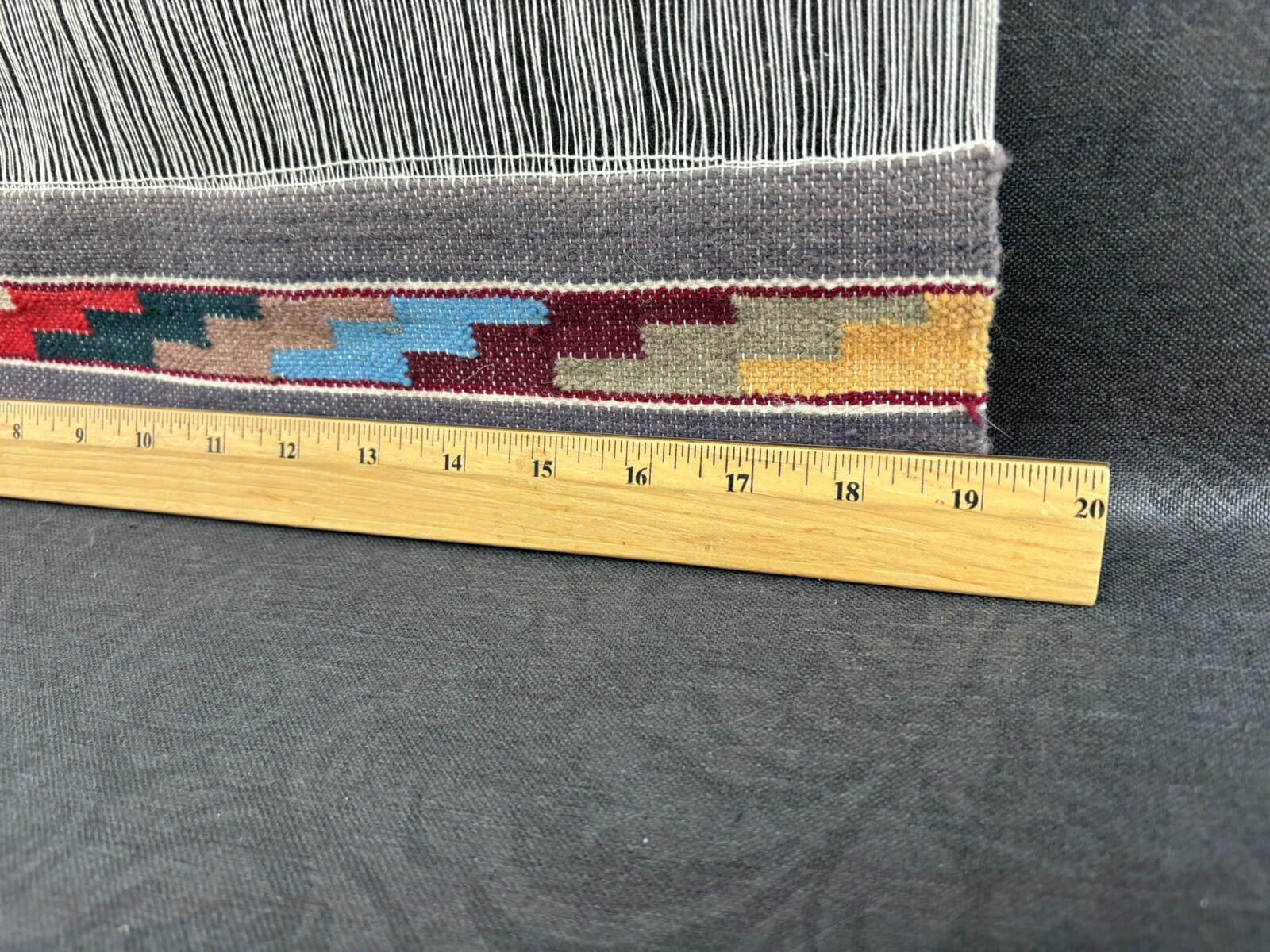 Vintage Woven Wool Weaving South American Wall Hanging Lama 35" Ecuador Peru