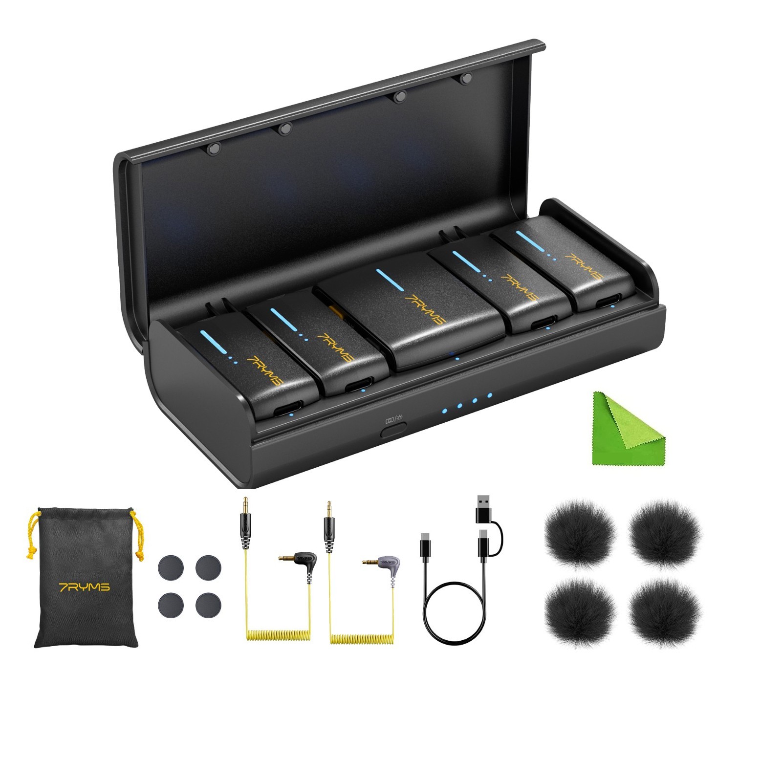 7RYMS iRay DW40 Wireless Lavalier Microphone with Four Transmitters One Charging