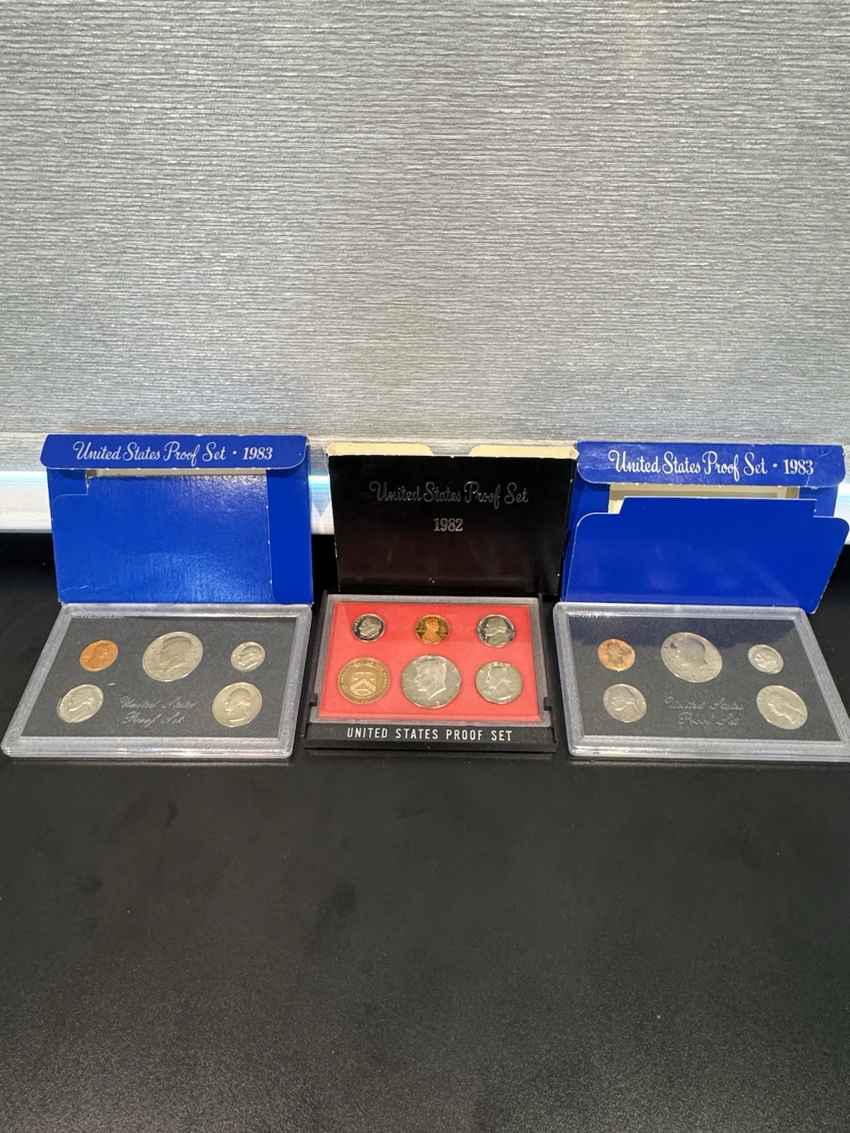 1 1982 & 2 1983 US Proof Set - San Fransoco Mint w/ Envelopes Boxes Cases