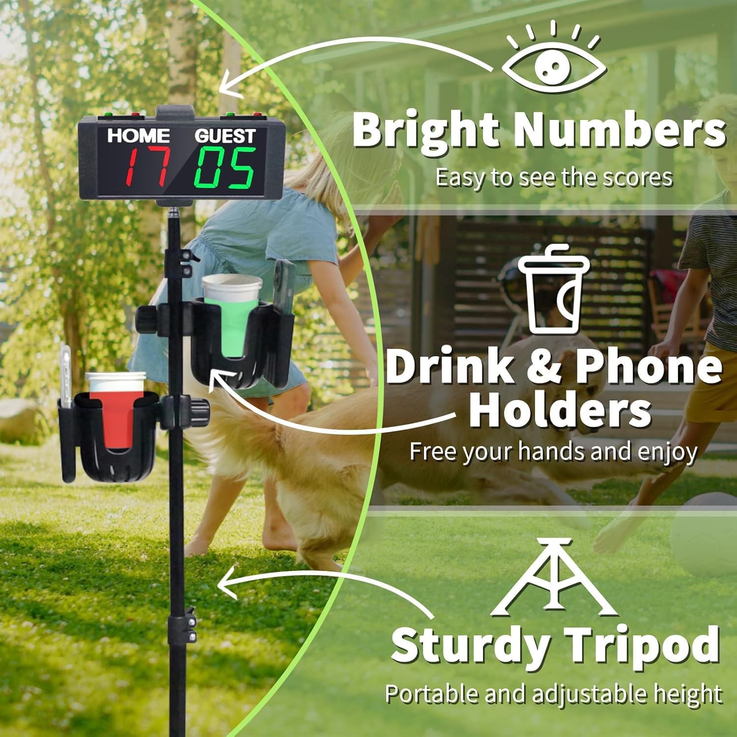 Digital Cornhole Scoreboard with Drink Holder Set, Electronic Scoreboard with...