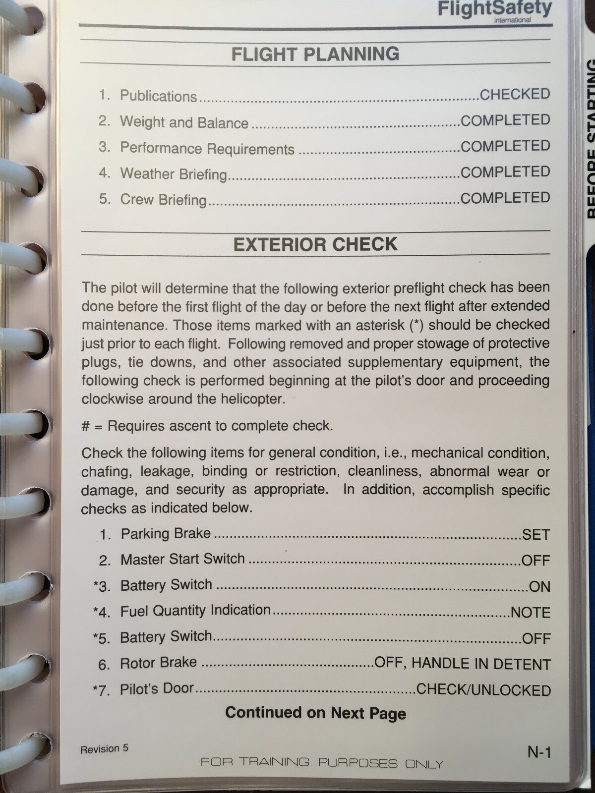 Sikorsky S-76B Normal Procedures Pilot Checklist