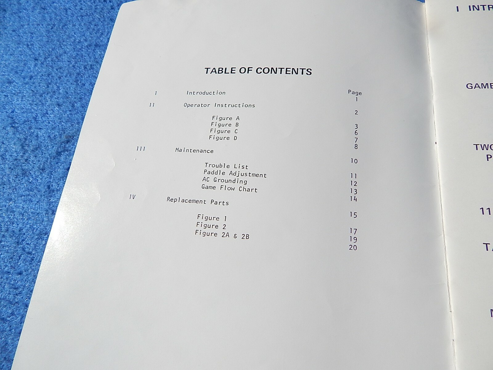 1973 Nutting TABLE TENNIS Maintenance Manual