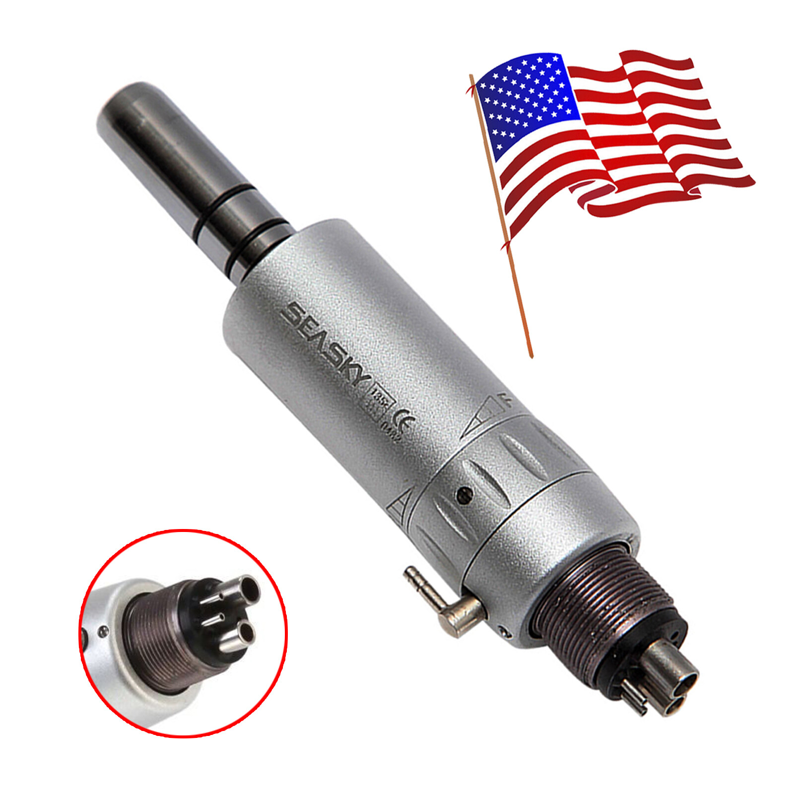 3PCS Dental Slow Low Speed Air Motor Micromotor 4-Hole Handpiece Connector 4H