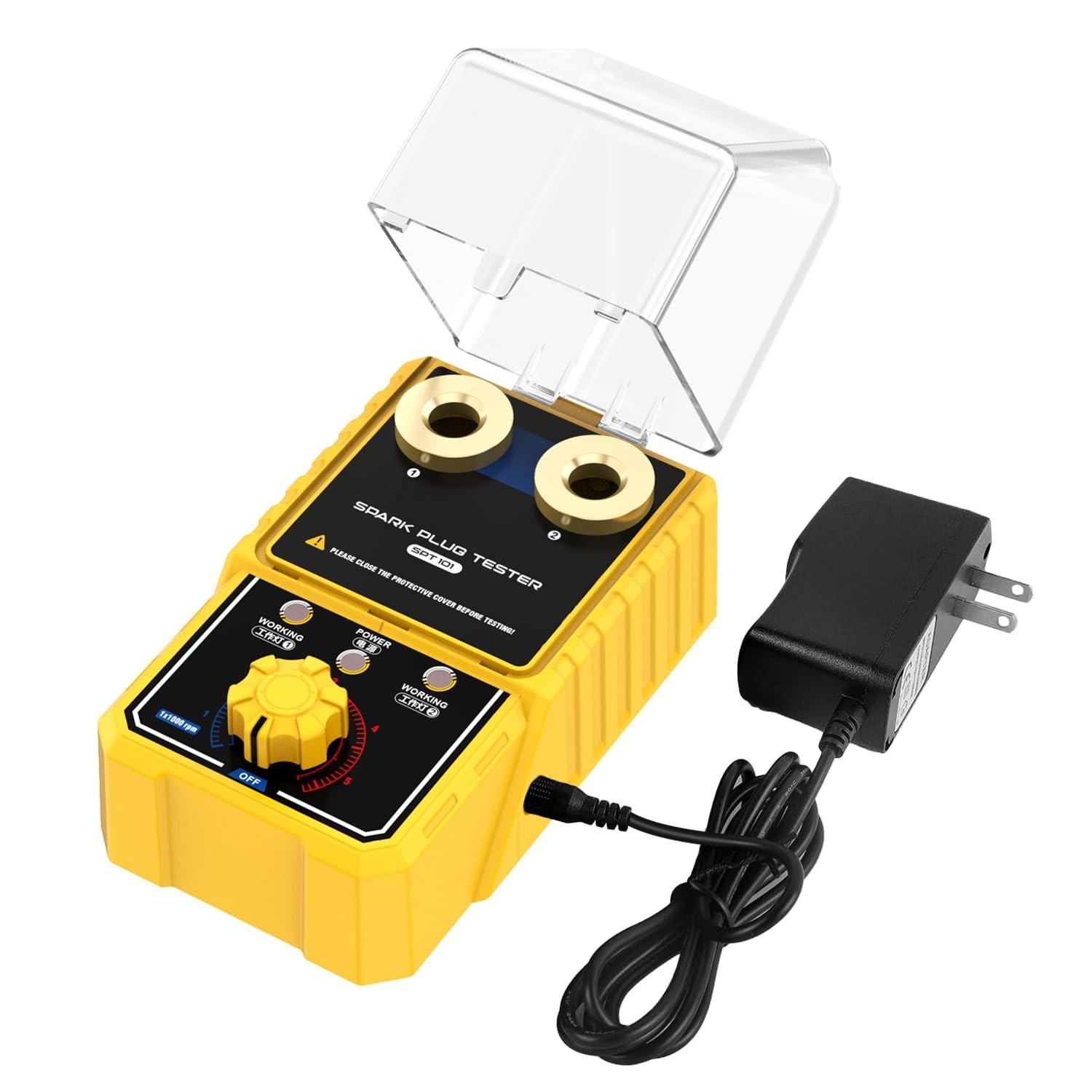 Automotive Spark Plug Tester - Adjustable Double Hole Ignition Analyzer 110V for