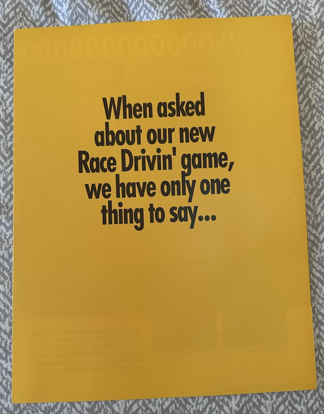 1990 Atari RACE DRIVIN' Video Arcade Game Advertising Brochure NOS