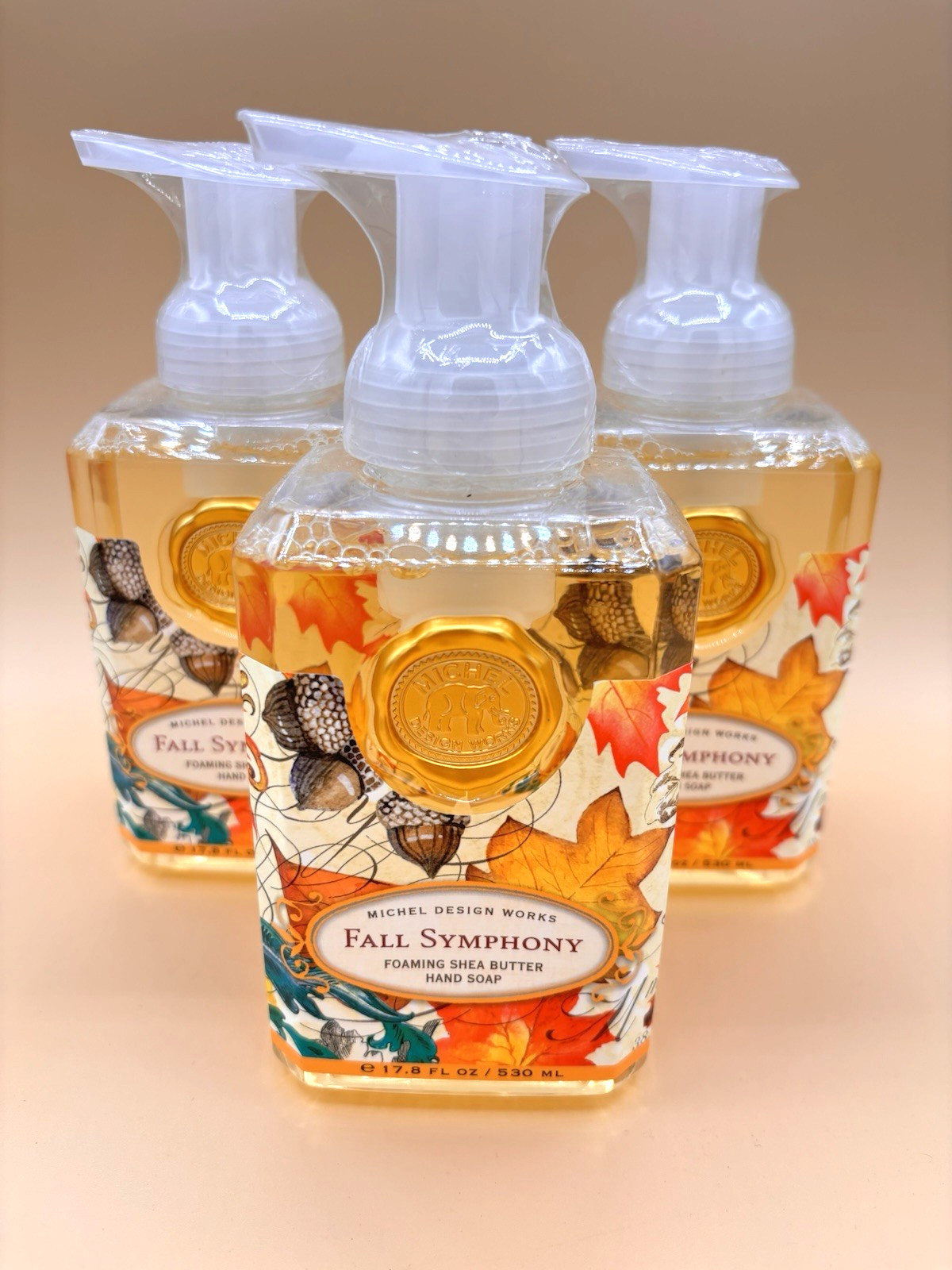Lot of 3 Michel Design Works Fall Symphony Foaming Hand Soaps 17.8 Oz