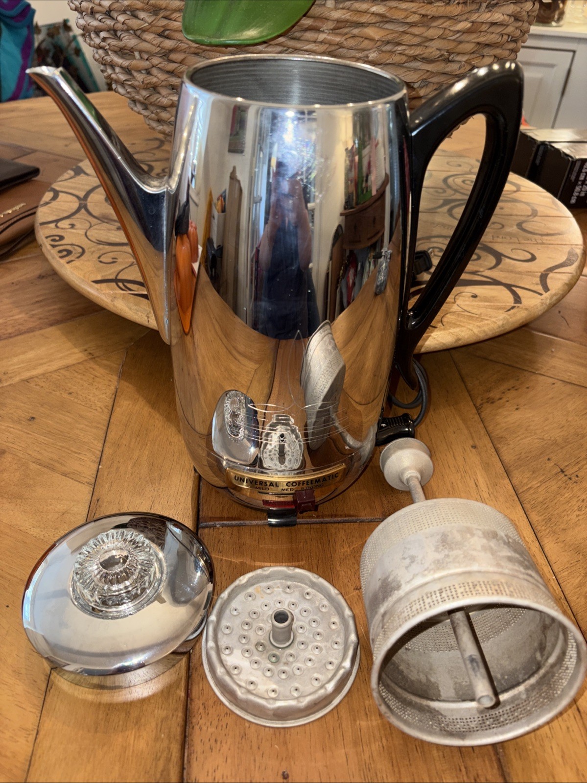 Vintage Universal Coffeematic 4460 Percolator Coffee Pot Maker MCM Chrome Tested