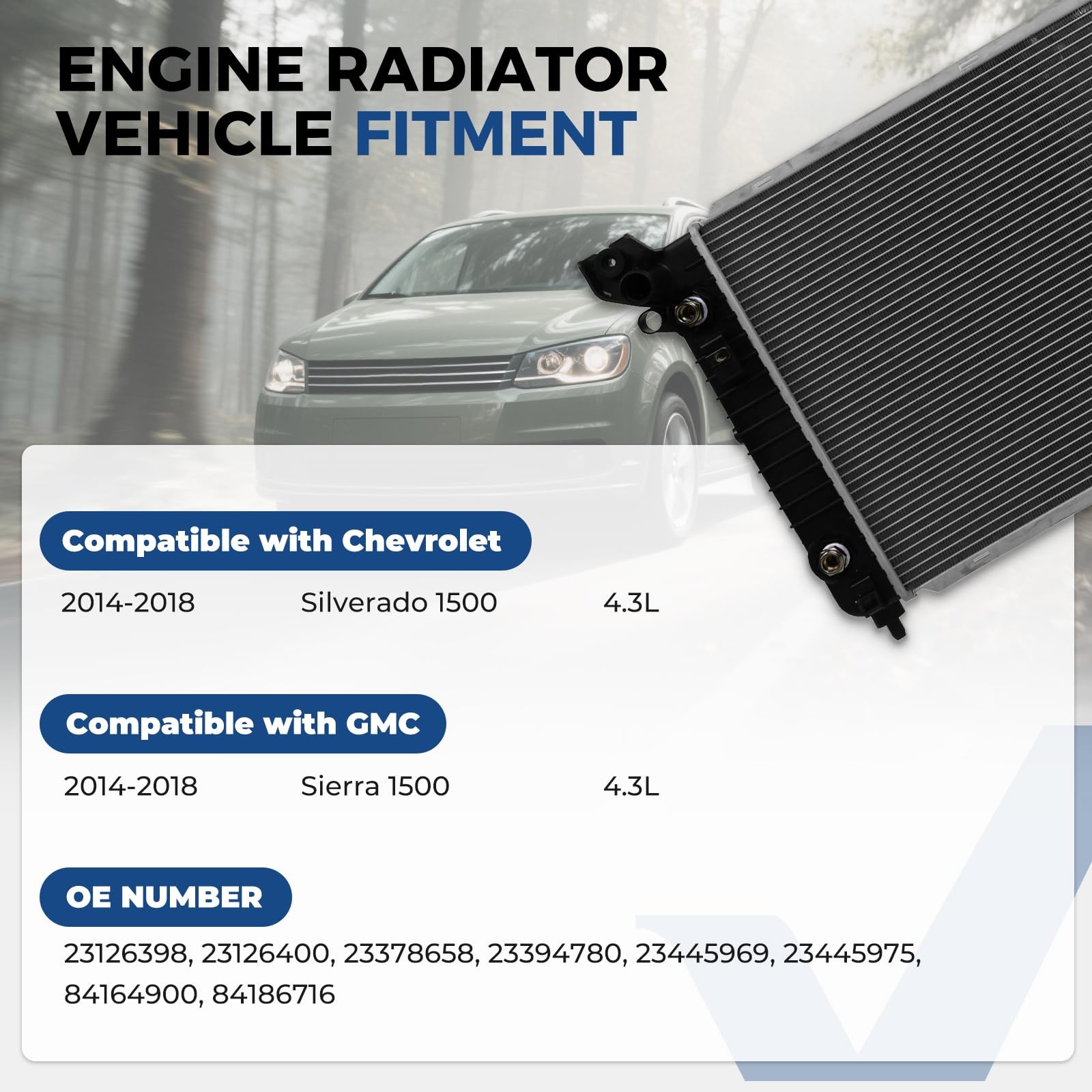 Radiator for Silverado 1500 2014-2018 Replace CU13396