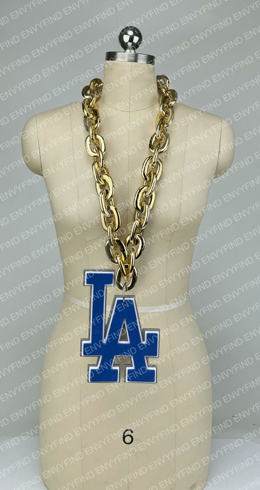 New MLB LOS ANGELES DODGERS GOLD Jumbo Big Fan Chain Necklace Foam MI USA
