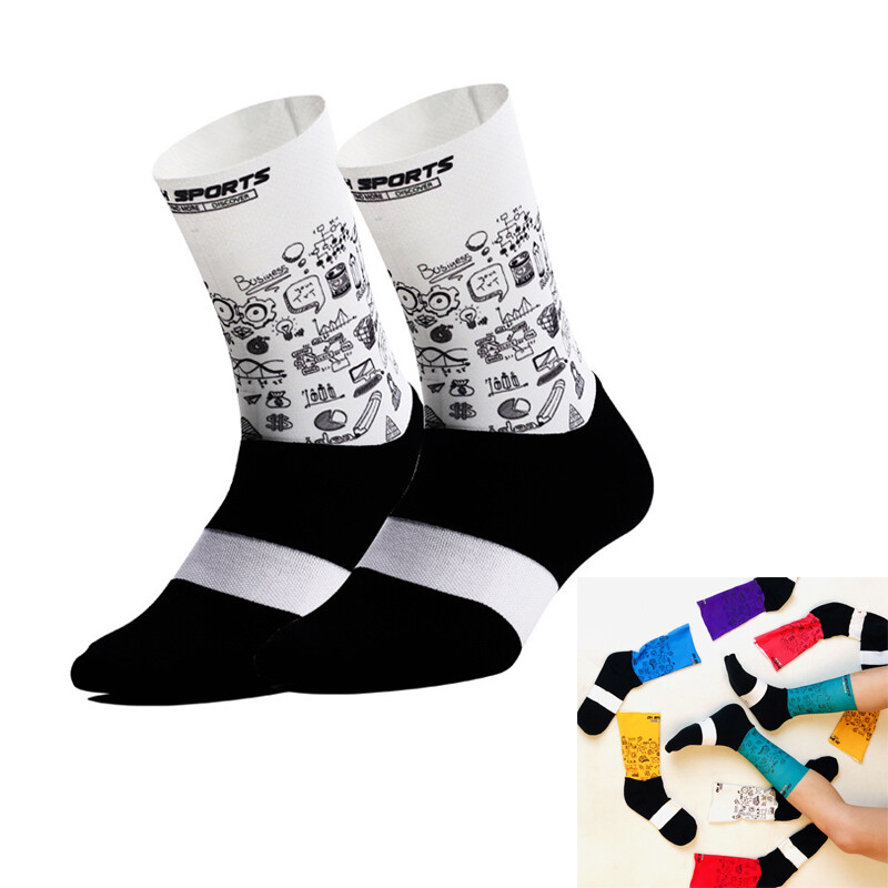 Pro Mens Womens Cycling Ankle Socks XC Riding Bicycle Bike Sports Socks White