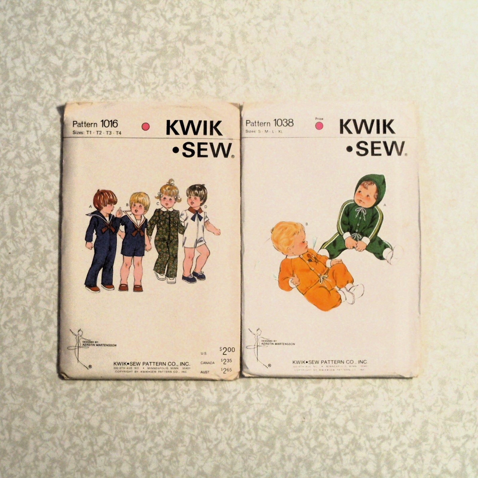 Sewing Pattern Kwik Sew Lot of 2 Patterns 1016 and 1038 Infant & Toddlers Cloths
