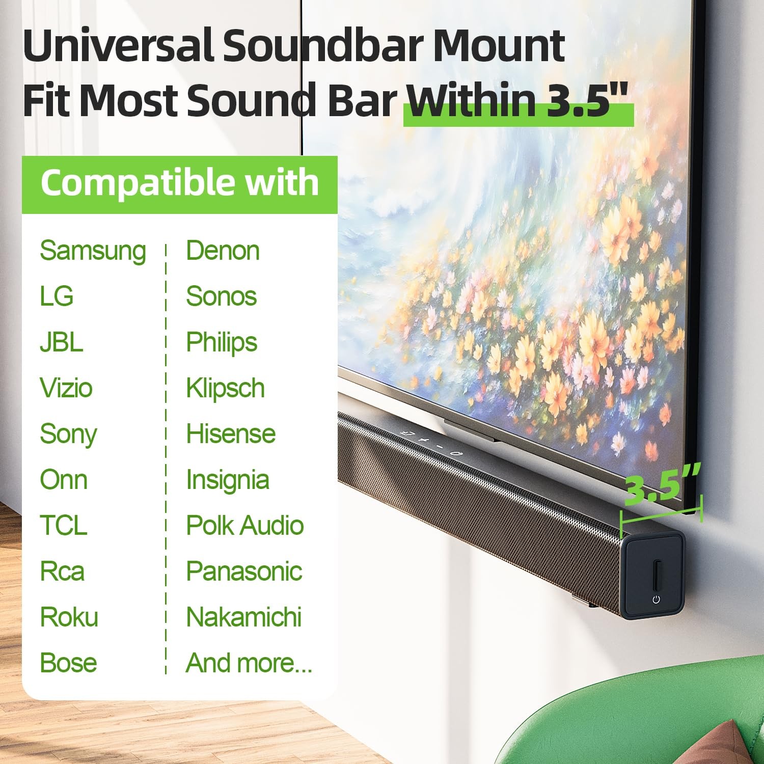 Universal Soundbar Mount Bracket - Under TV Floating Speaker Wall Mount Shelf