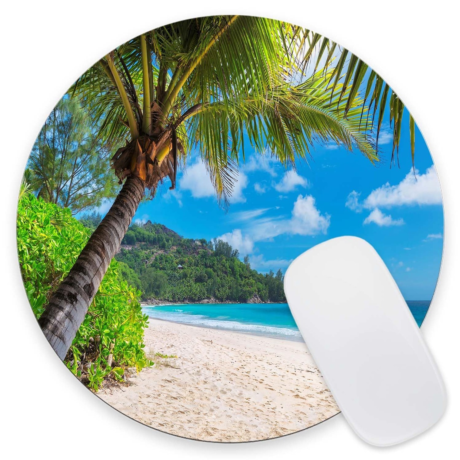 Mouse Pad, Beach Tree Mouse Pad, Mouse Mat Round Mouse Pad Non-Slip Rubber Ba...