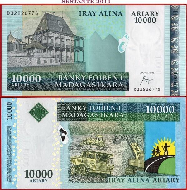 MADAGASCAR 10000 10.000 ARIARY nd 2007 P 92c UNC Free shipping from 100$