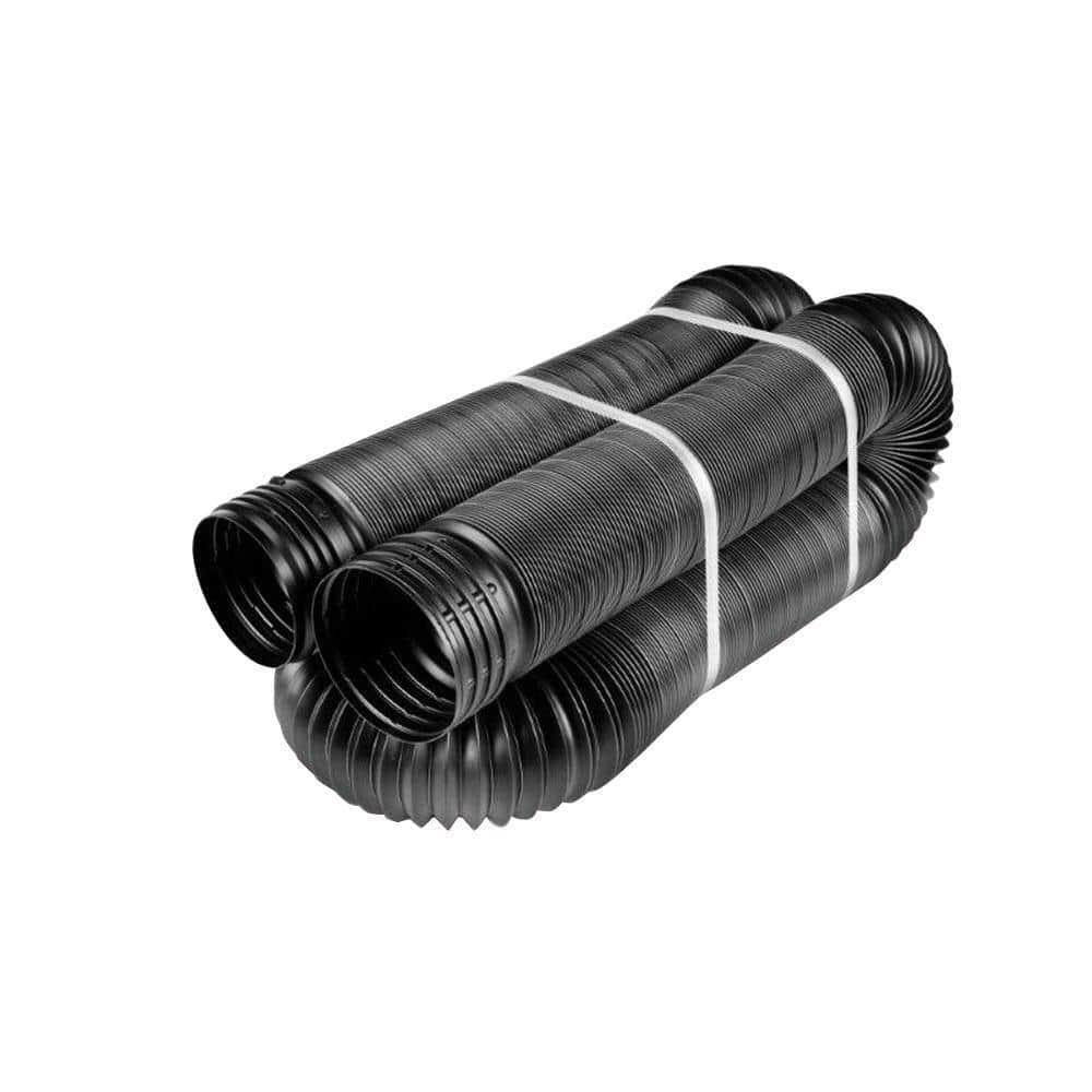 FLEX Drain Pipe Expandable 4 in. x 50 ft. Black Copolymer Solid Divert Water
