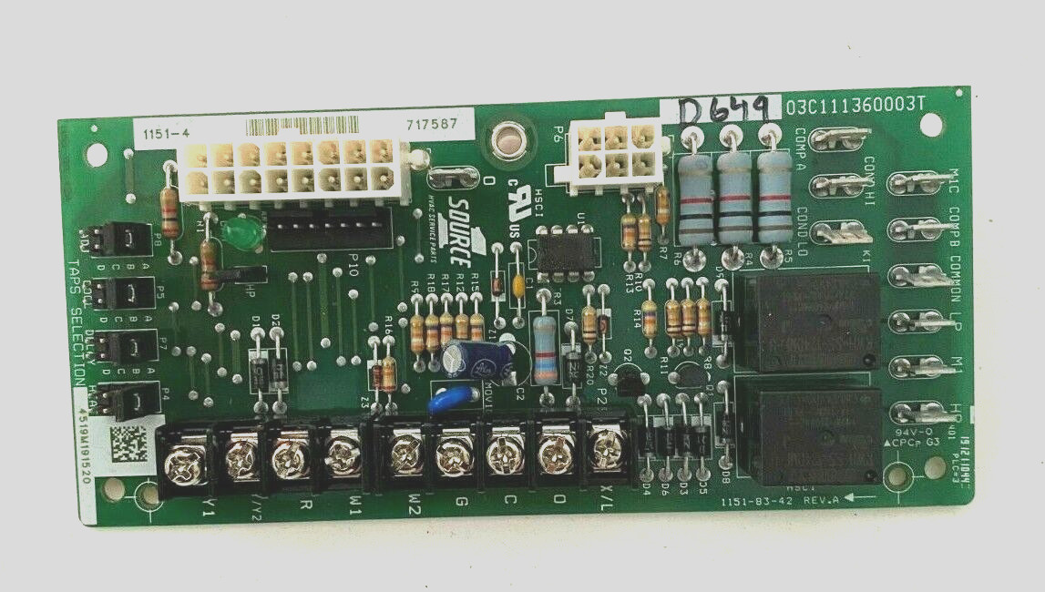 York Coleman Luxaire 717587 CFM Selection Control Circuit Board 1151-4 used D649