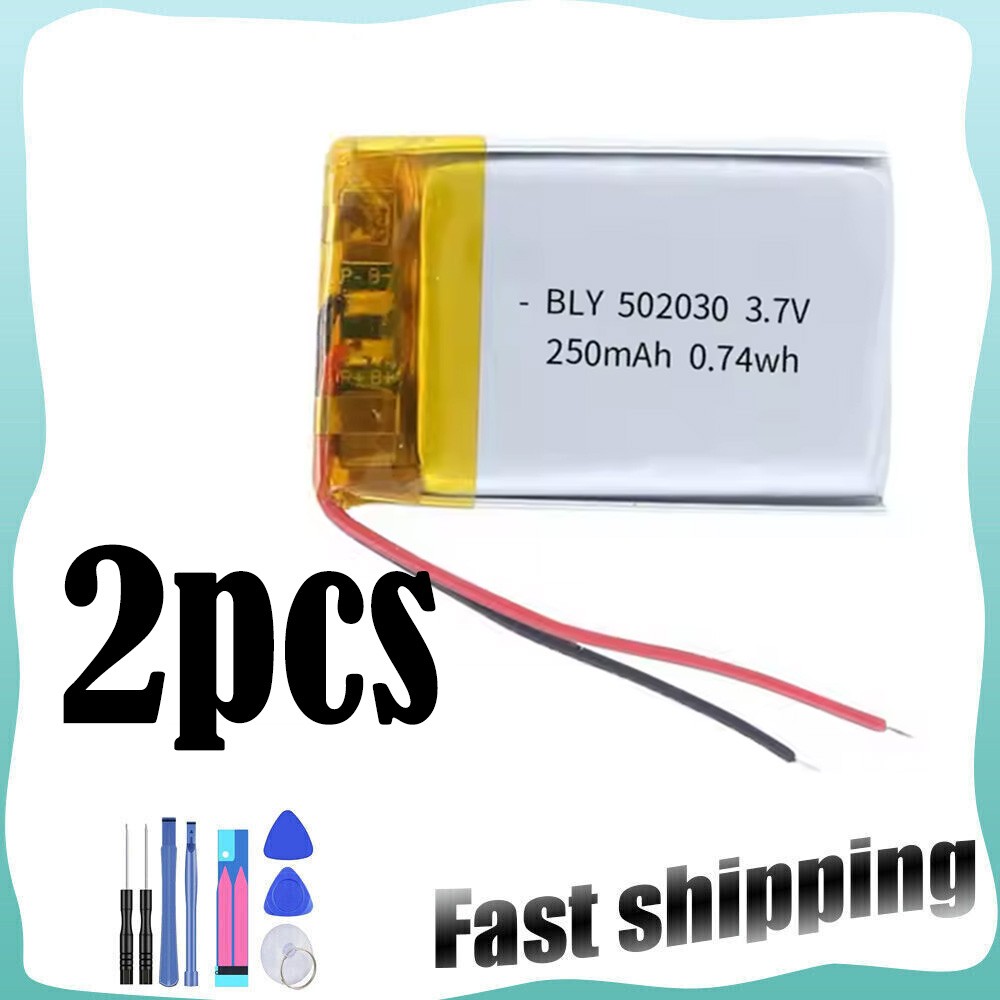 2pcs 250mAh 502030 3.7v Rechargeable Battery for MP3 DVD GPS Bluetooth Headset