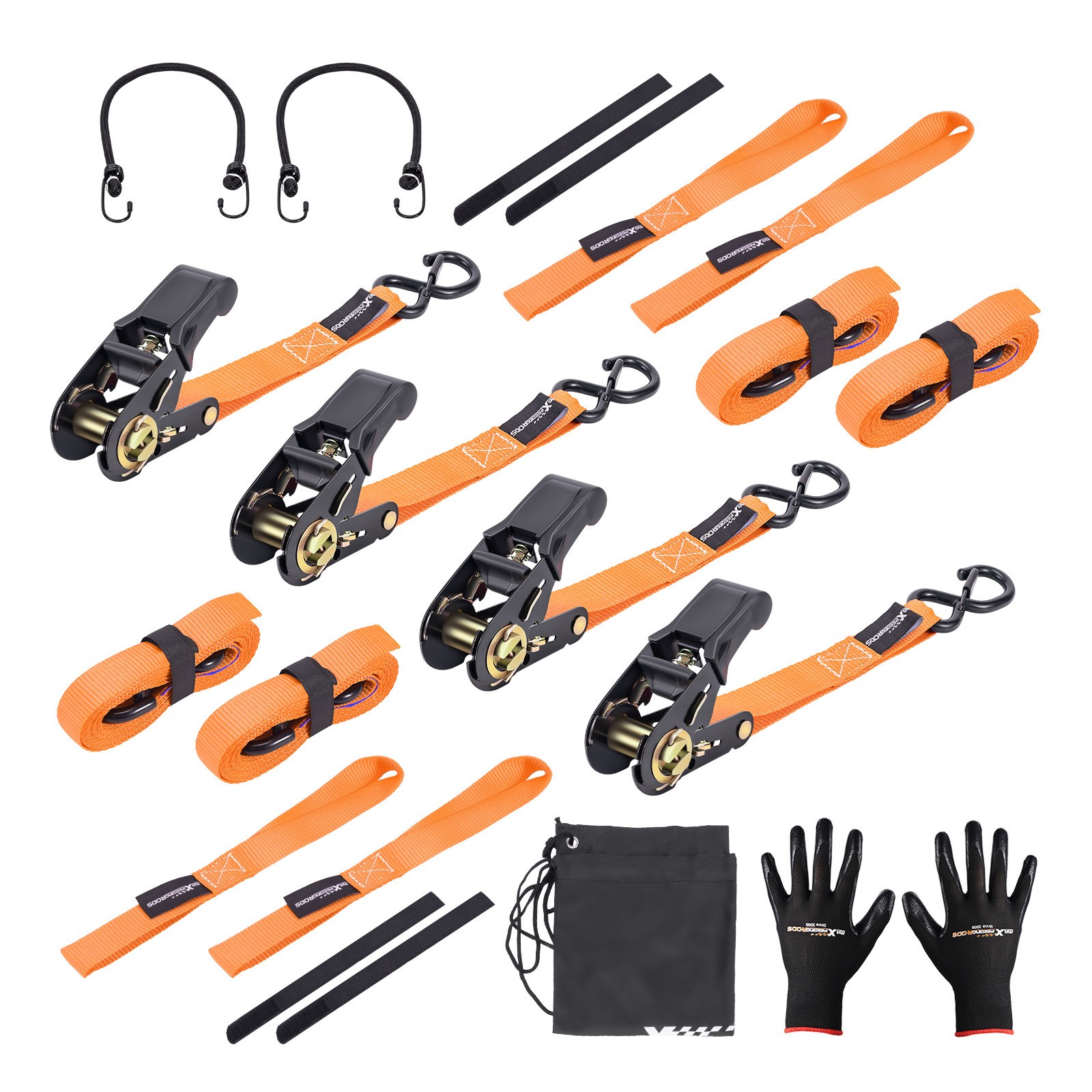 Safety Clip Ratchet Tie Down Kit 1in * 15ft S-Hook 2200 lb S-Hook for ATV/Truck