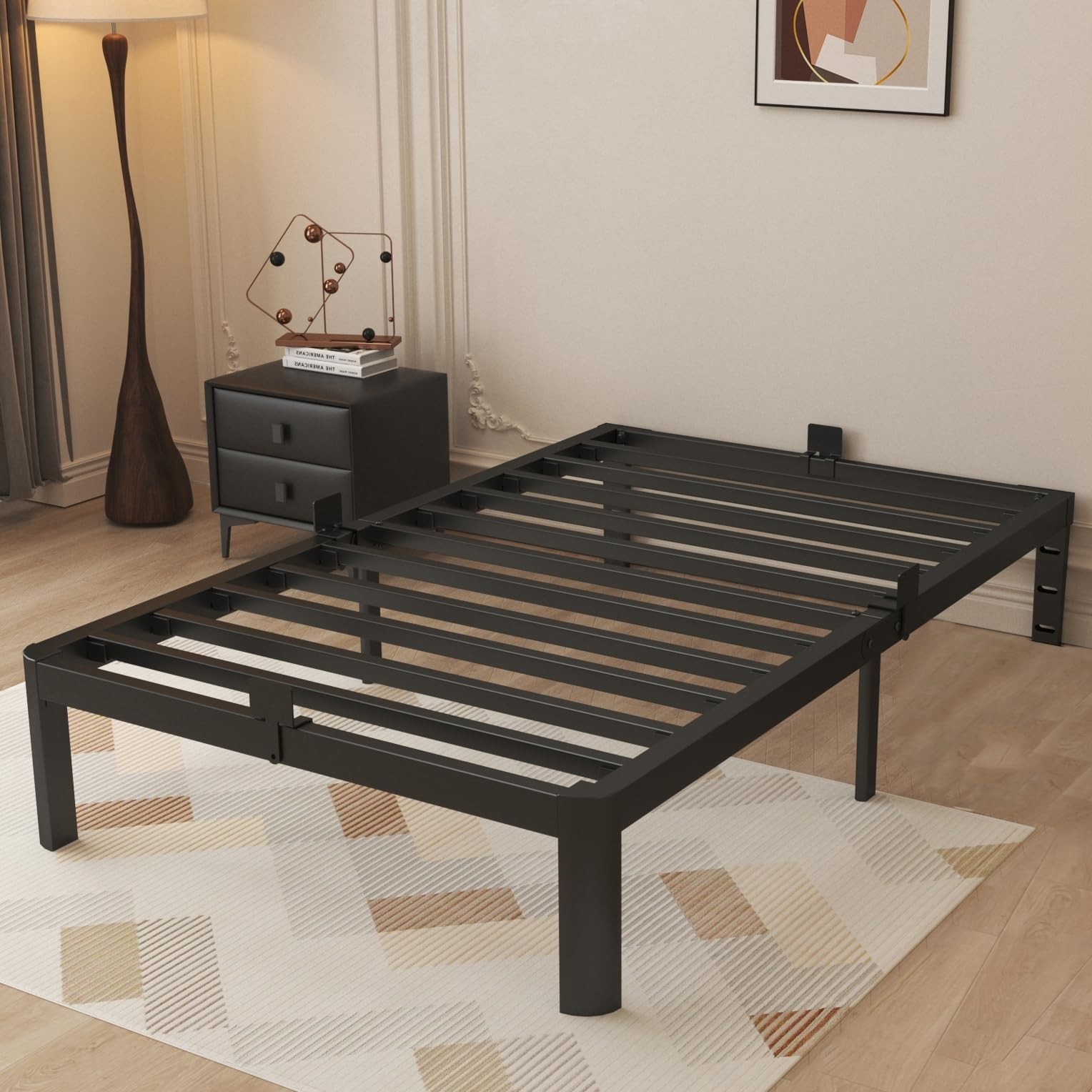 KOSOSO Black 12 Inch Twin Bed Frame Heavy Duty Steel Platform No Box Spring