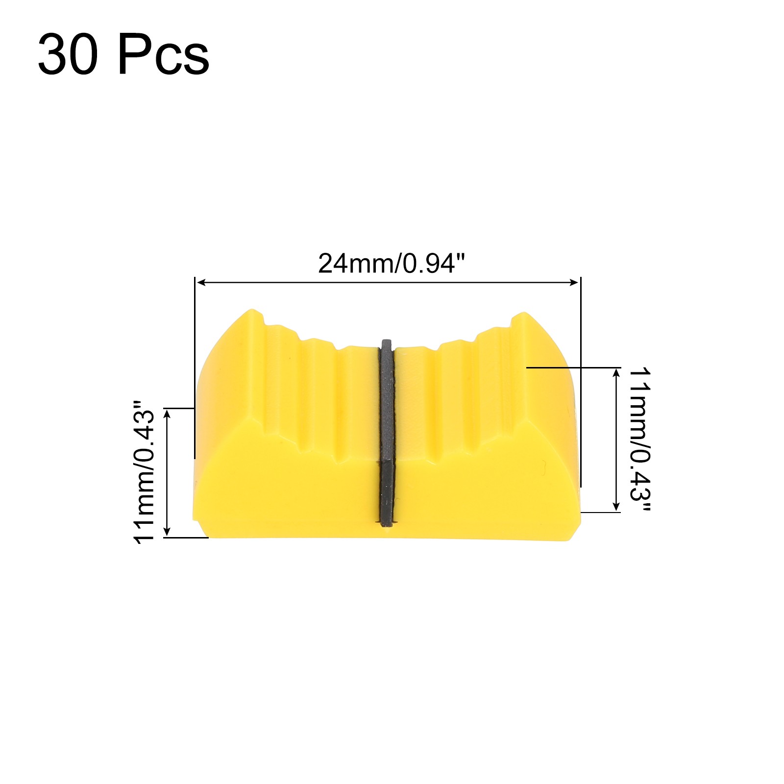 Straight Slide Potentiometer Knob 4x1mm/0.16x0.04 Inch Black Yellow Pack of 30