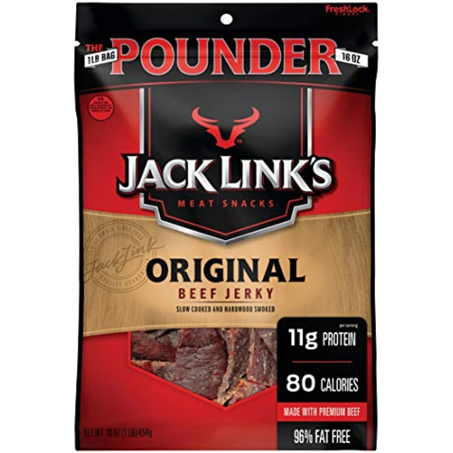 Jack Link's Meat Snacks Beef Jerky, Original, 16 Ounce (Pack of 1)