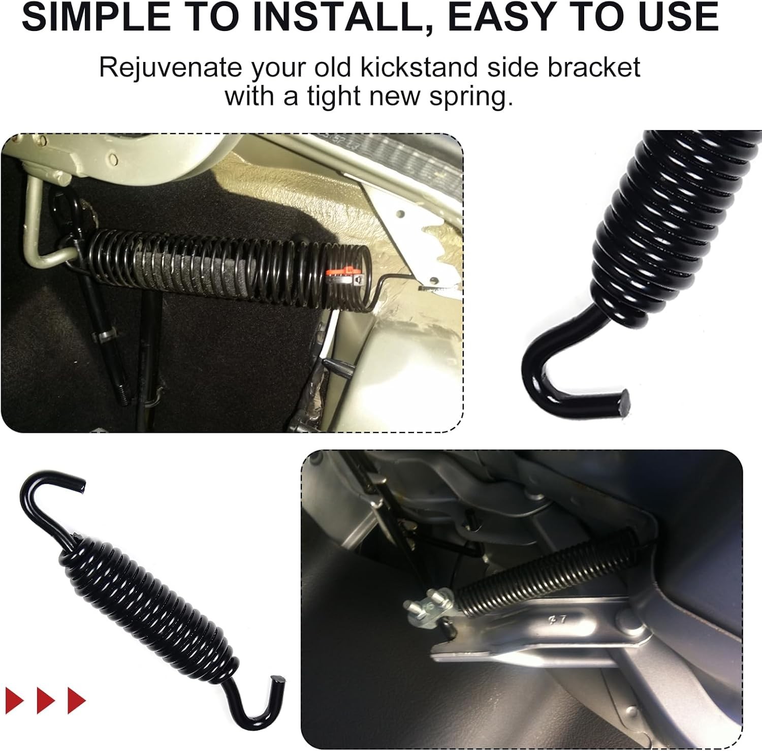 2-Pack black Chrome Kickstand Spring Jiffy Stand spring fits for Harley 2 Pack