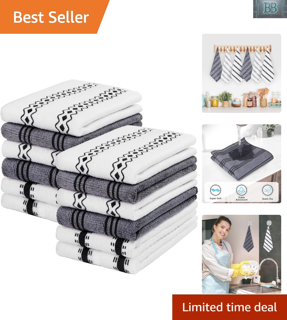 Highly Absorbent Microfiber Cleaning Cloths - 12 Pack, Streak-Free & Reusable
