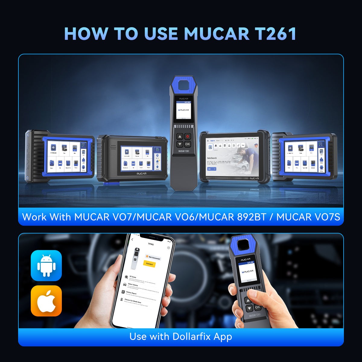 MUCAR T261 TPMS Relearn Sensor Activate Programming Tool For 892BT 689BT Scanner