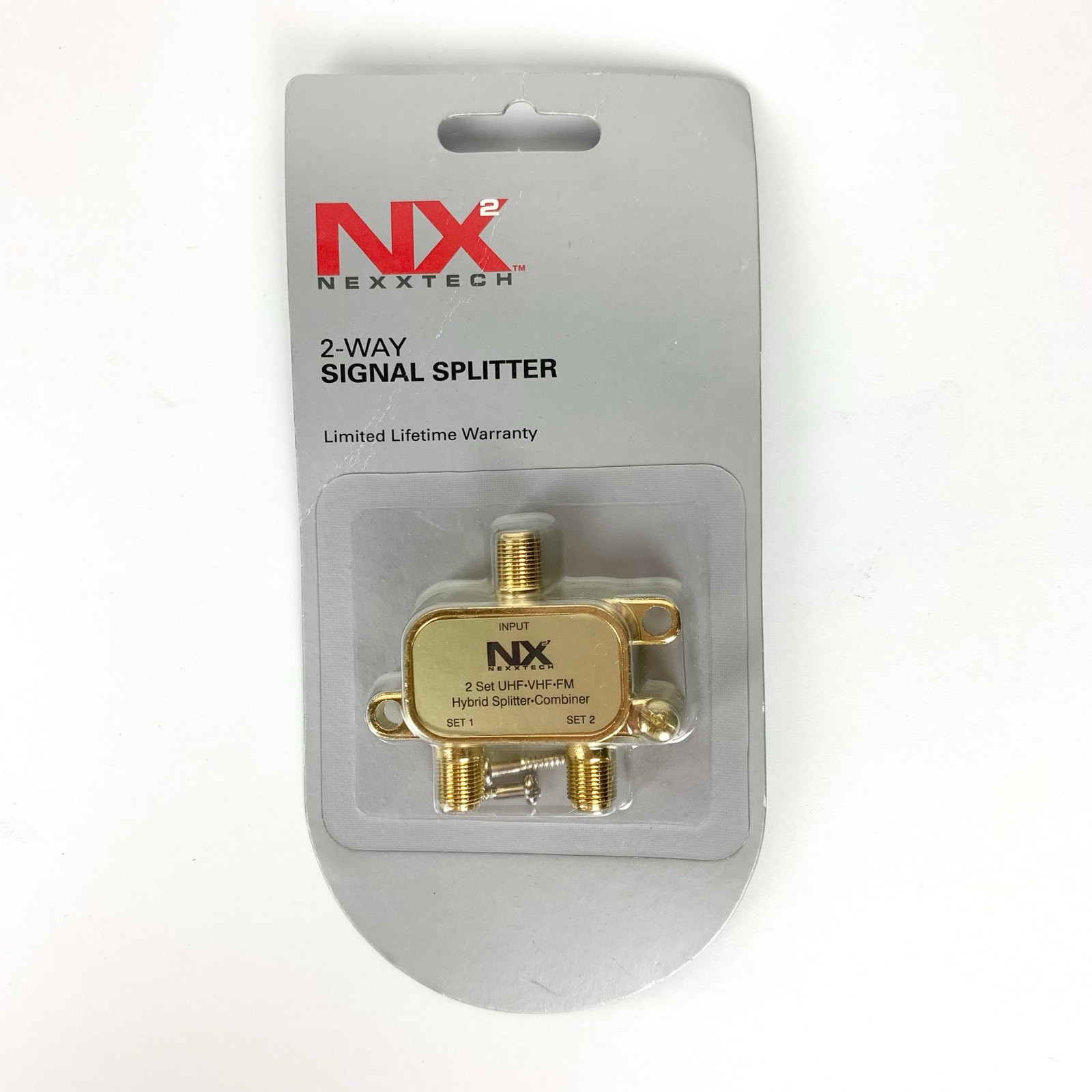 NEW NX2 Nexxtech 2 Way Signal Splitter Circuit City Gold Plated UHF VHF FM