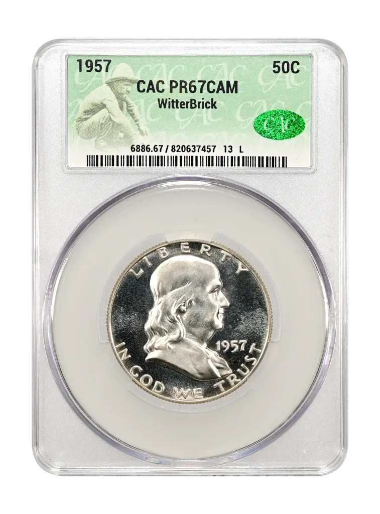 1957 Half Dollars Franklin CACG PR 67 CAM CAC