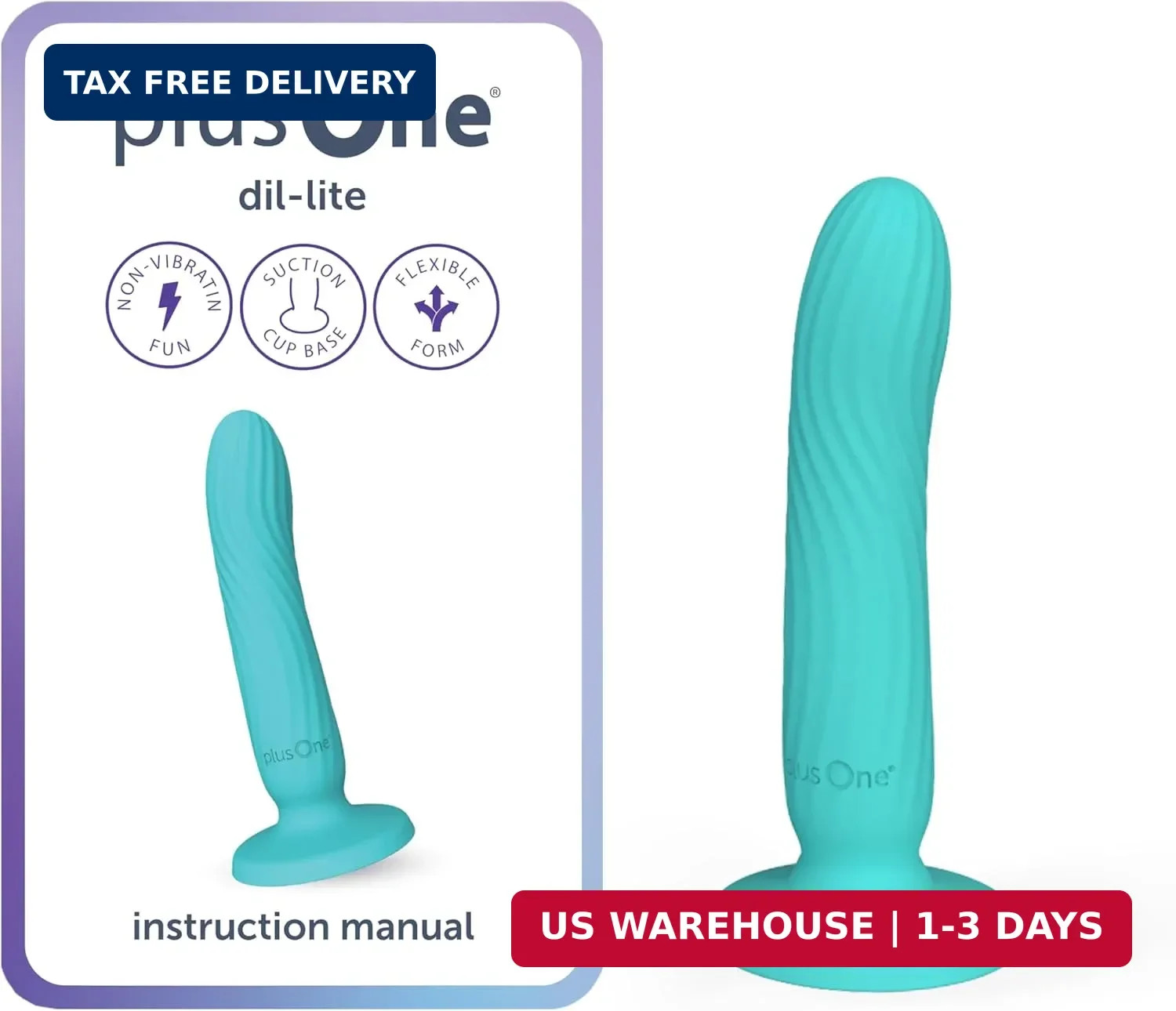 Dil-lite Internal Stimulator, Flexible and Non-Vibrating Dildo with Suct