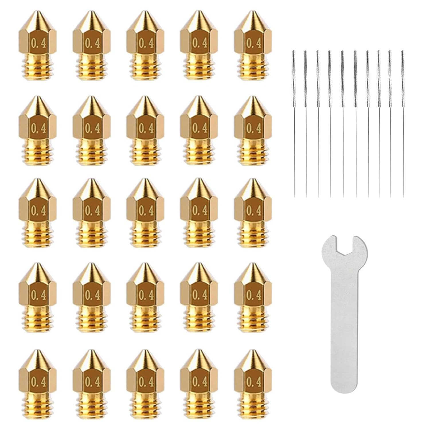 25PCS MK8 0.4Mm Brass 3D Printer Nozzles Kit, High-Temp Resistant Hotend Nozzles