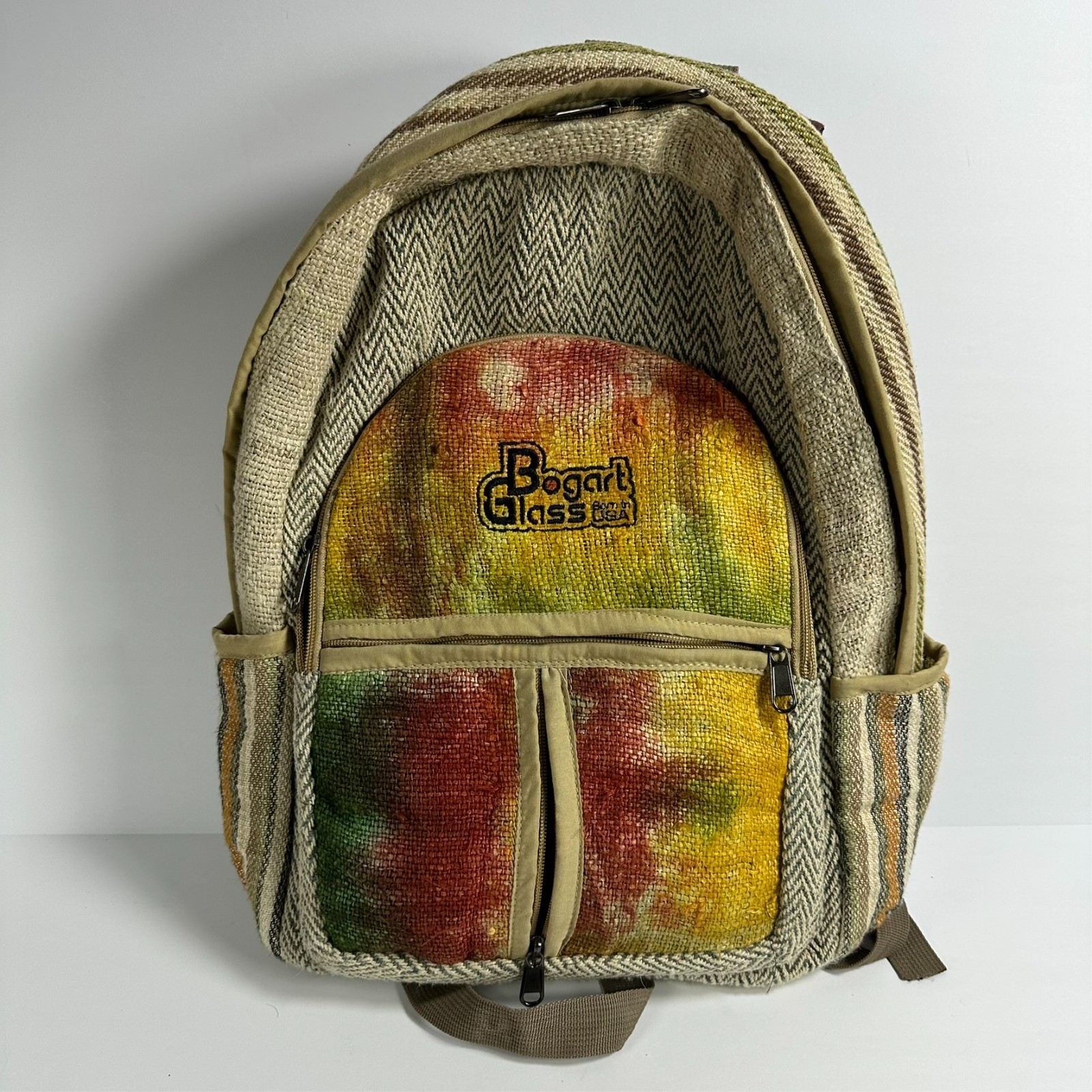Natural Hemp Bag Backpack Unisex Festival Travel Bogart Glass Tie Dye