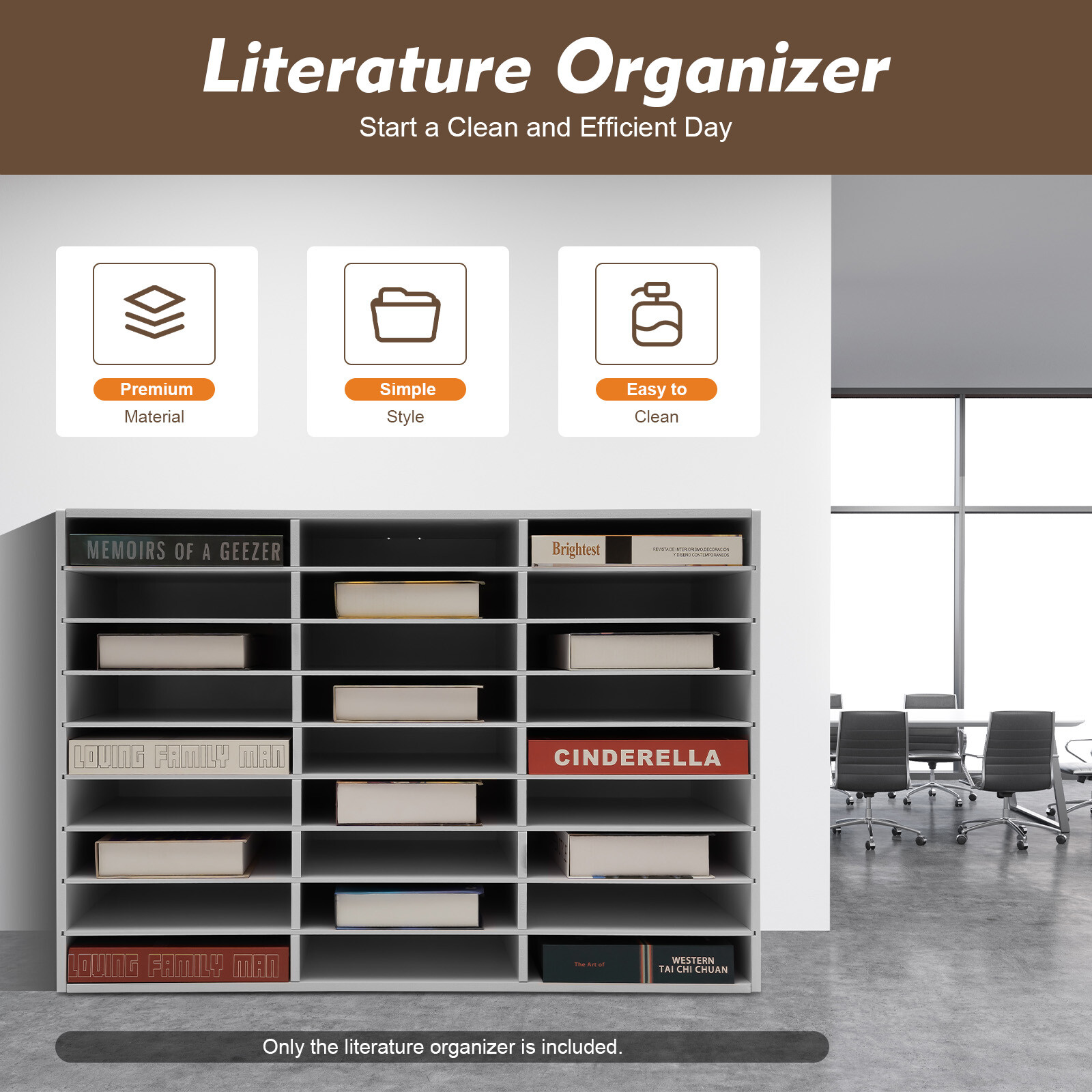 27 Slots Classroom Keepers Literature Storage Rack PVC File Holder Mailbox White