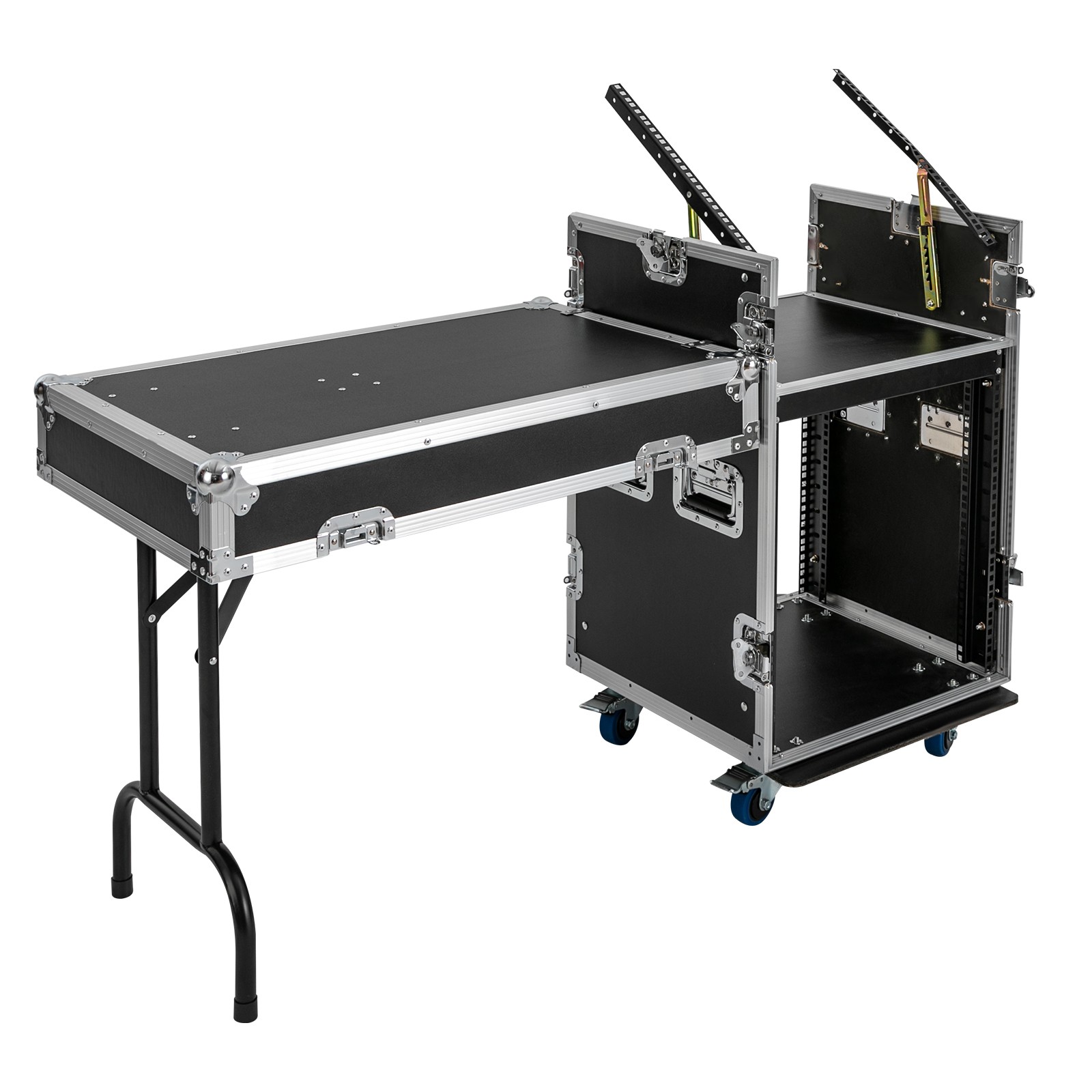 12U PA DJ Rack / Road Case Slant Mixer Top Rack with DJ Table Tops 661 lbs Load