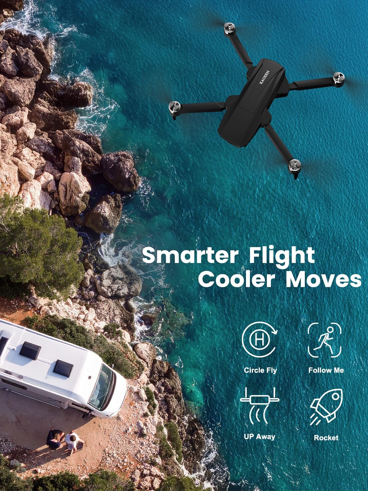 GPS Drone with Camera for Adults 4K, 5.5" Touchscreen Controller, Black