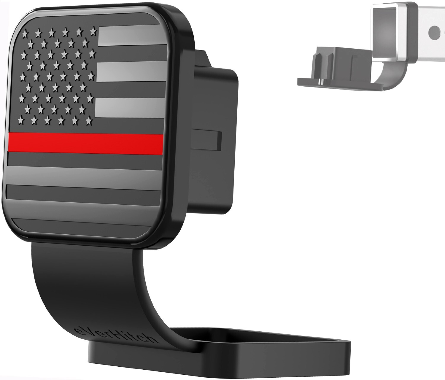 eVerHitch USA Black Red Line Flag Metal Hitch Cover Plug Fits 2" Receivers