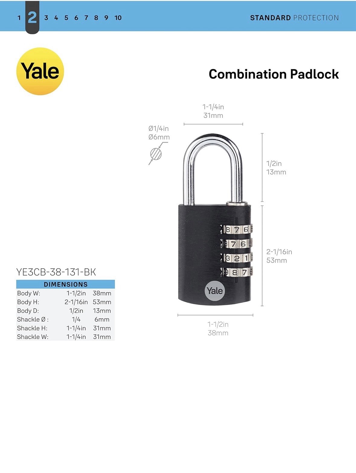 10 PACK Yale Combination Padlock (BULK order)