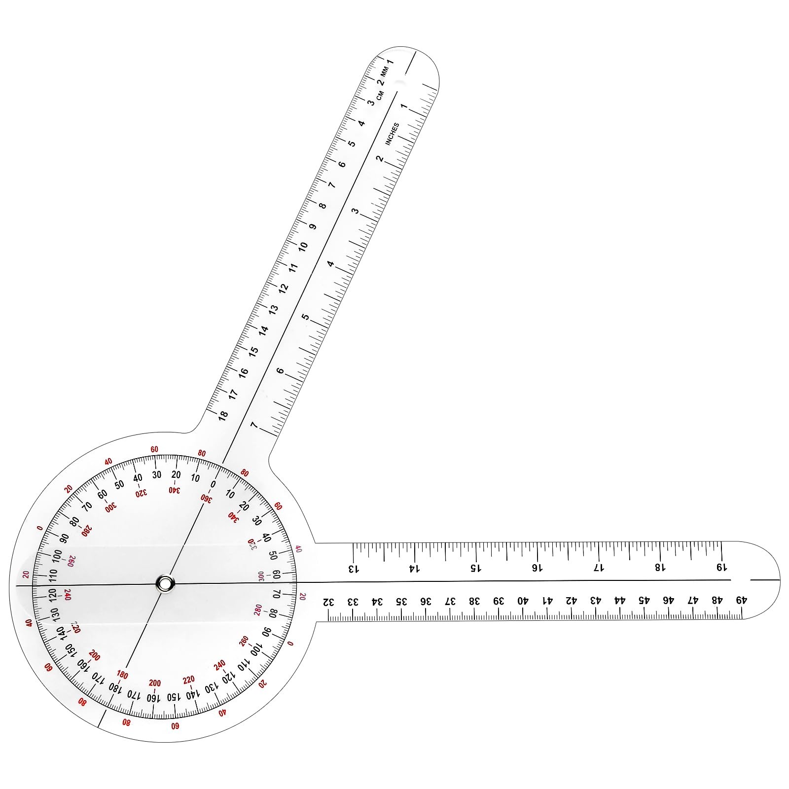 1 PCS Goniometer 12 Inch 360 Degree Protractor Transparent Orthopedic Ruler