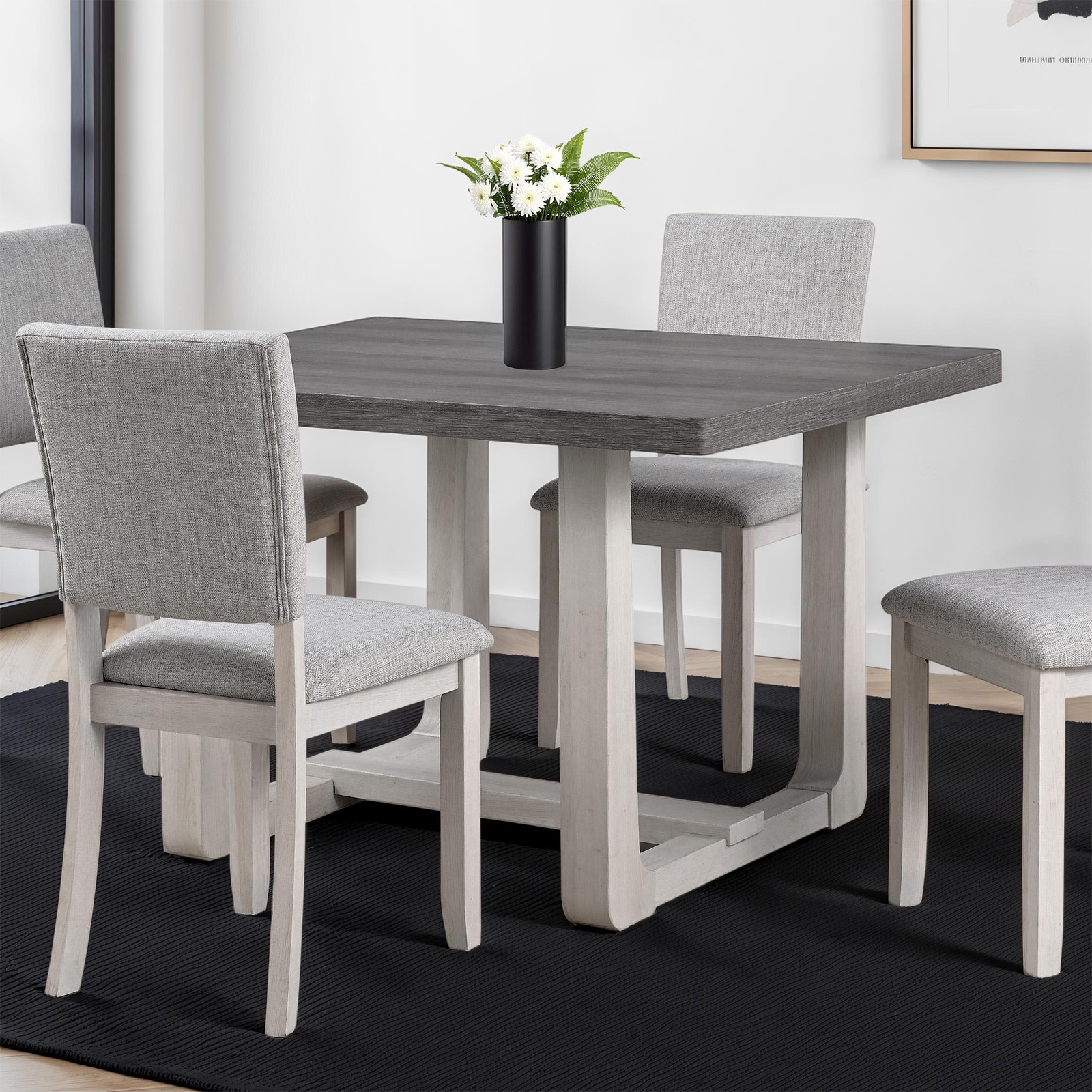 Transitional Style Dining Table 1pc Dining Room Furniture Gray Rectangle Shape