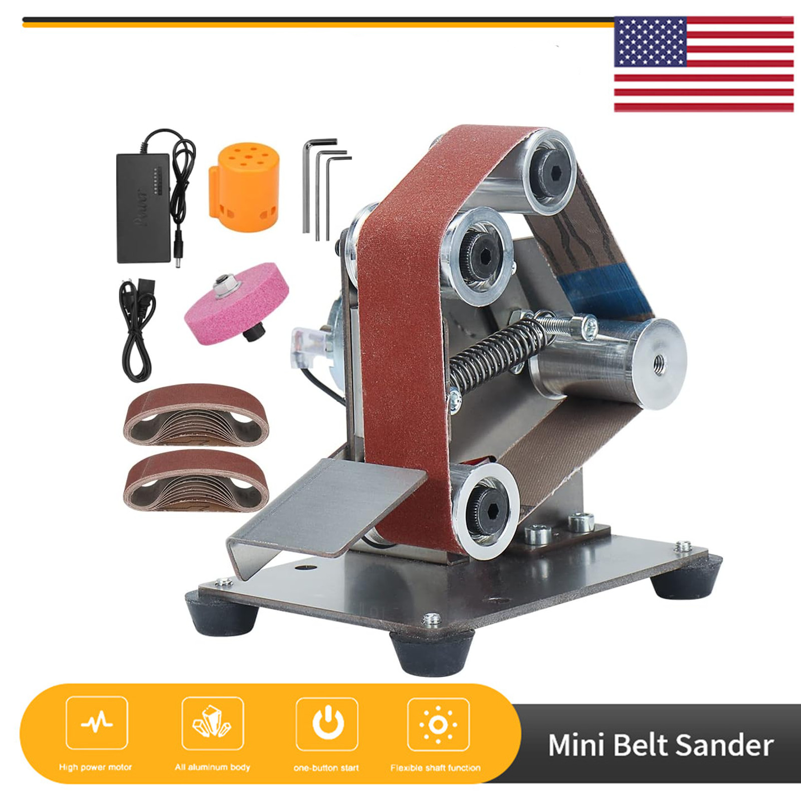 Electric Belt Sander Grinder Polishing Machine Grinding Bench DIY Sharpener Tool
