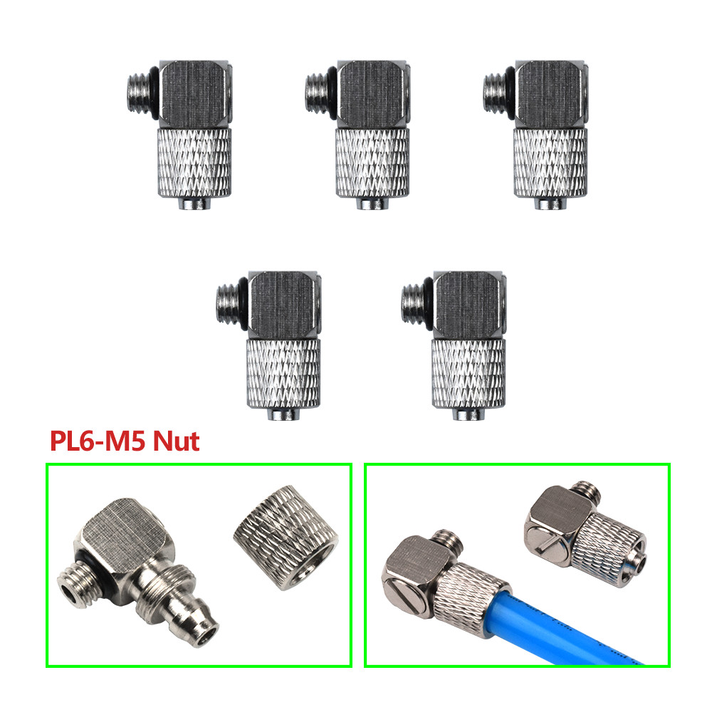 5 Pc Pneumatic Straight/Elbow Connector M5 Thread x 6mm OD Tube Air Push In Lock